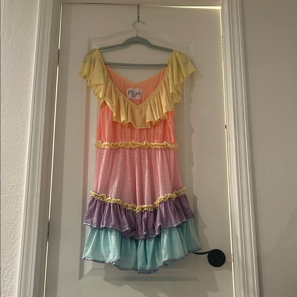 Pitusa Tiered Pastel Ruffle Beach Doll Dress